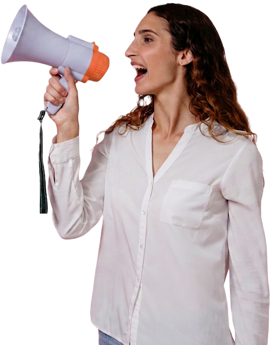 Person shouting into a megaphone